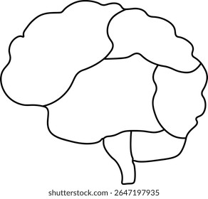 Human Brain Anatomy Outline Vector Illustration