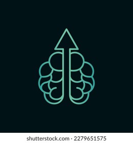 Human brain arrow line modern logo