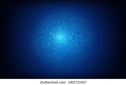 Human brain and Artificial intelligence concept on dark blue background