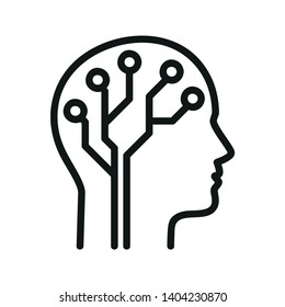 Human brain, artificial intelligence. Isolated vector icon.