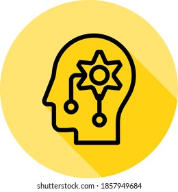 humano, cerebro, artificial, inteligencia icono de contorno en sombra larga