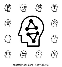 Human, brain, biology, scientific flat vector icon in mind process pack