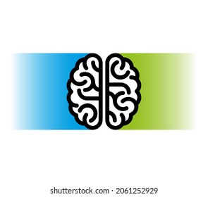 Human brain. Black on blue green background. Symbol of creativity