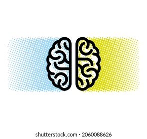 El cerebro humano. Negro sobre fondo verde azul estratificado. Símbolo de creatividad