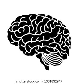 Human brain black simple icon isolated on white background Stock Vector