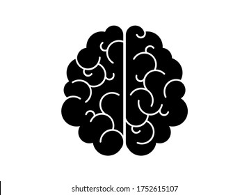 Human Brain Black Simple Icon Vector. Brain Abstract Icon Isolated On A White Background. Stylized Brain Clip Art