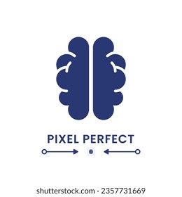 Human brain black solid desktop icon. Nervous system. Cognitive intelligence. Thinking skills. Pixel perfect, outline 4px. Silhouette symbol on white space. Glyph pictogram. Isolated vector image