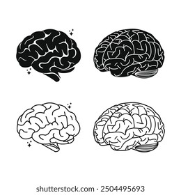 Cerebro humano Artes cerebrales en blanco y negro