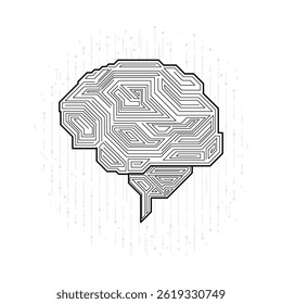 Das menschliche Gehirn ist die Mischung aus Biologie und Technologie. Das zeitgenössische Design umfasst Knoten und Linien, die auf neuronale Netzwerke oder künstliche Intelligenz hinweisen.