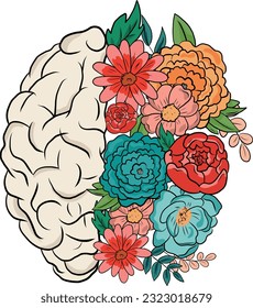 Human Brain Boho Floral Wild Flower