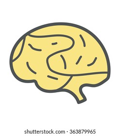 Human Brain Bold Icon Illustration