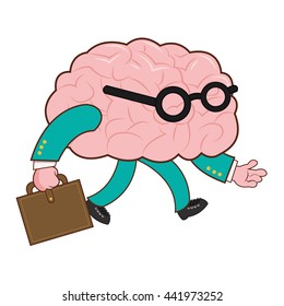 human brain with briefcase icon