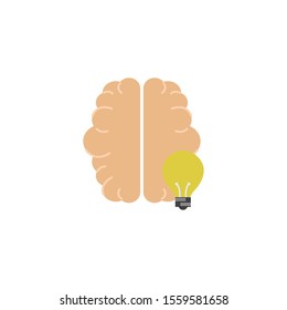 human brain bulb idea icon flat style illustration