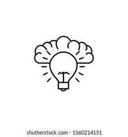 human brain bulb invention idea icon line style illustration