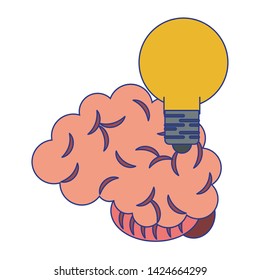 Human brain with bulb light symbol isolated vector illustration graphic design