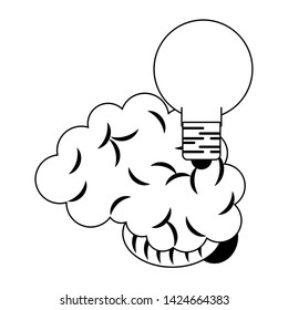 Human brain with bulb light symbol isolated vector illustration graphic design