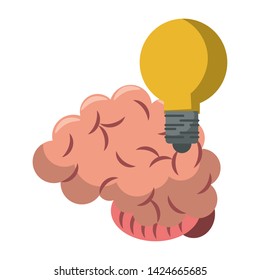 Human brain with bulb light symbol isolated vector illustration graphic design