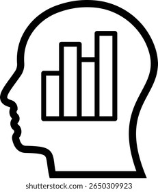 human, brain, business, report icon. outline vector of Mind process. head with a bar graph icon

