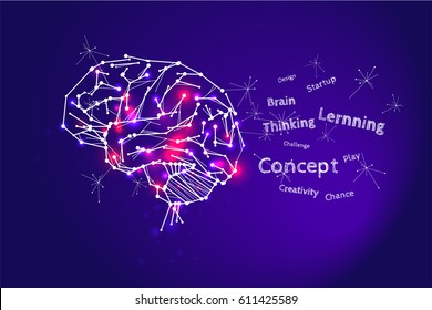 Human brain and its capabilities. Conceptual vision. vector illustration