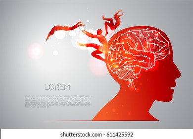 Human brain and its capabilities. Conceptual vision. vector illustration