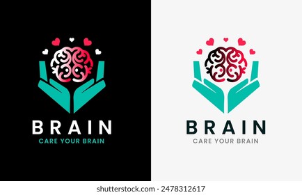 Human Brain Care, Leaf Brain Care and Maintenance, Leaf Brain, Natürliches Logo-Design 