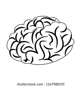 Human brain cartoon in black and white