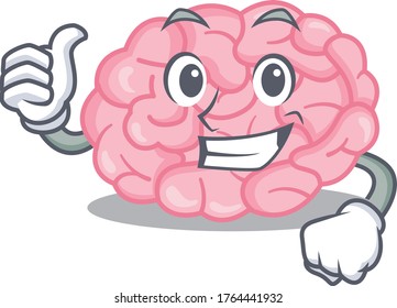 Human brain cartoon character design making OK gesture
