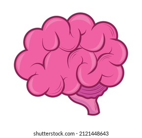 icono de caricatura del cerebro humano aislado