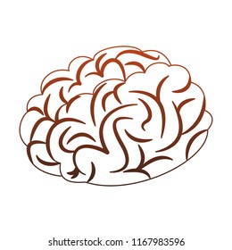 Human brain cartoon red lines
