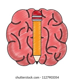 Human brain cartoon scribble