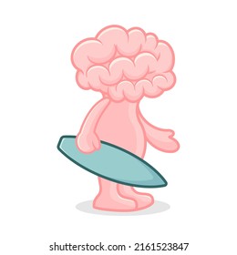 human brain cartoon vector illustration holds board