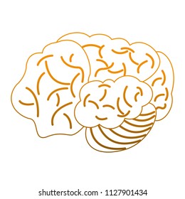 Human brain cartoon in yellow lines