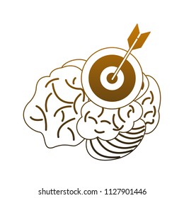 Human brain cartoon in yellow lines