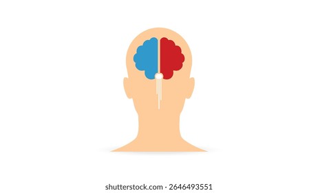 Human brain, central nervous system, left and right hemisphere, organ control thoughts, memory, emotions, and body functions