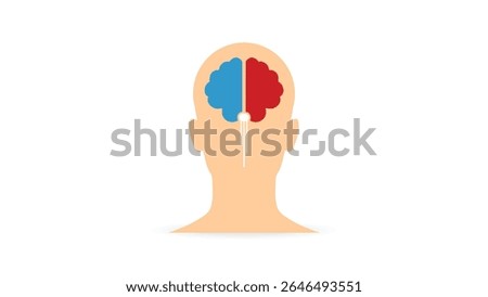 Human brain, central nervous system, left and right hemisphere, organ control thoughts, memory, emotions, and body functions