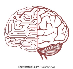 an human brain as a central processing unit. vector digital illustration