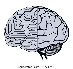 an human brain as a central processing unit. vector digital illustration