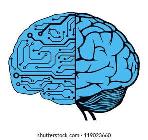 an human brain as a central processing unit. vector digital illustration