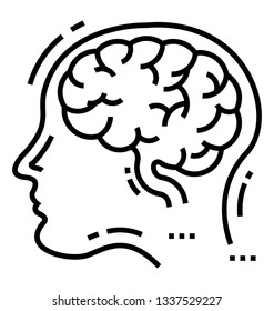 Human brain, cerebrum, line vector icon, 