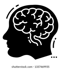Human brain, cerebrum, sold vector icon, 
