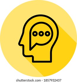 human, brain, chat outline icon in long shadow style