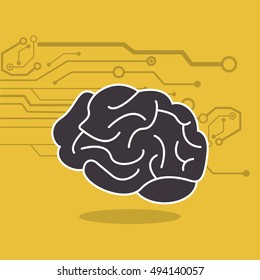 human brain and circuit icon image 