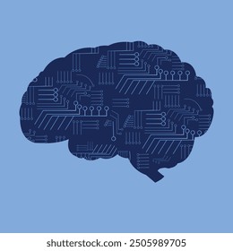 human brain with circuits, artificial intelligence, technology