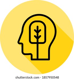 humano, cerebro, icono limpio sombra larga