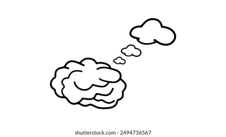 Human brain cloud , black isolated silhouette