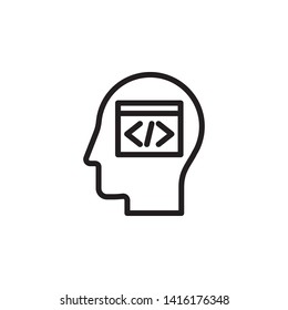 human, brain, coding icon. Simple thin line, outline vector of Mind process icons for UI and UX, website or mobile application