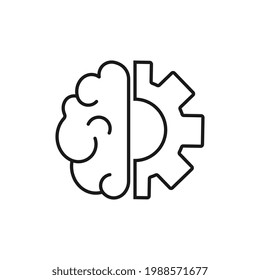 Human brain with cog linear vector flat icon