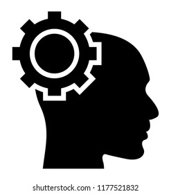 
Human brain with cogwheels symbolising technical thinking concept
