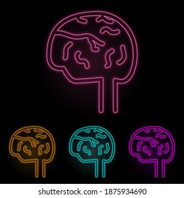 conjunto de neón de color cerebral humano. Línea delgada simple, vector de contorno de iconos web para ui y ux, sitio web o aplicación móvil