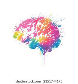 Human brain of colorful paint illustration design.